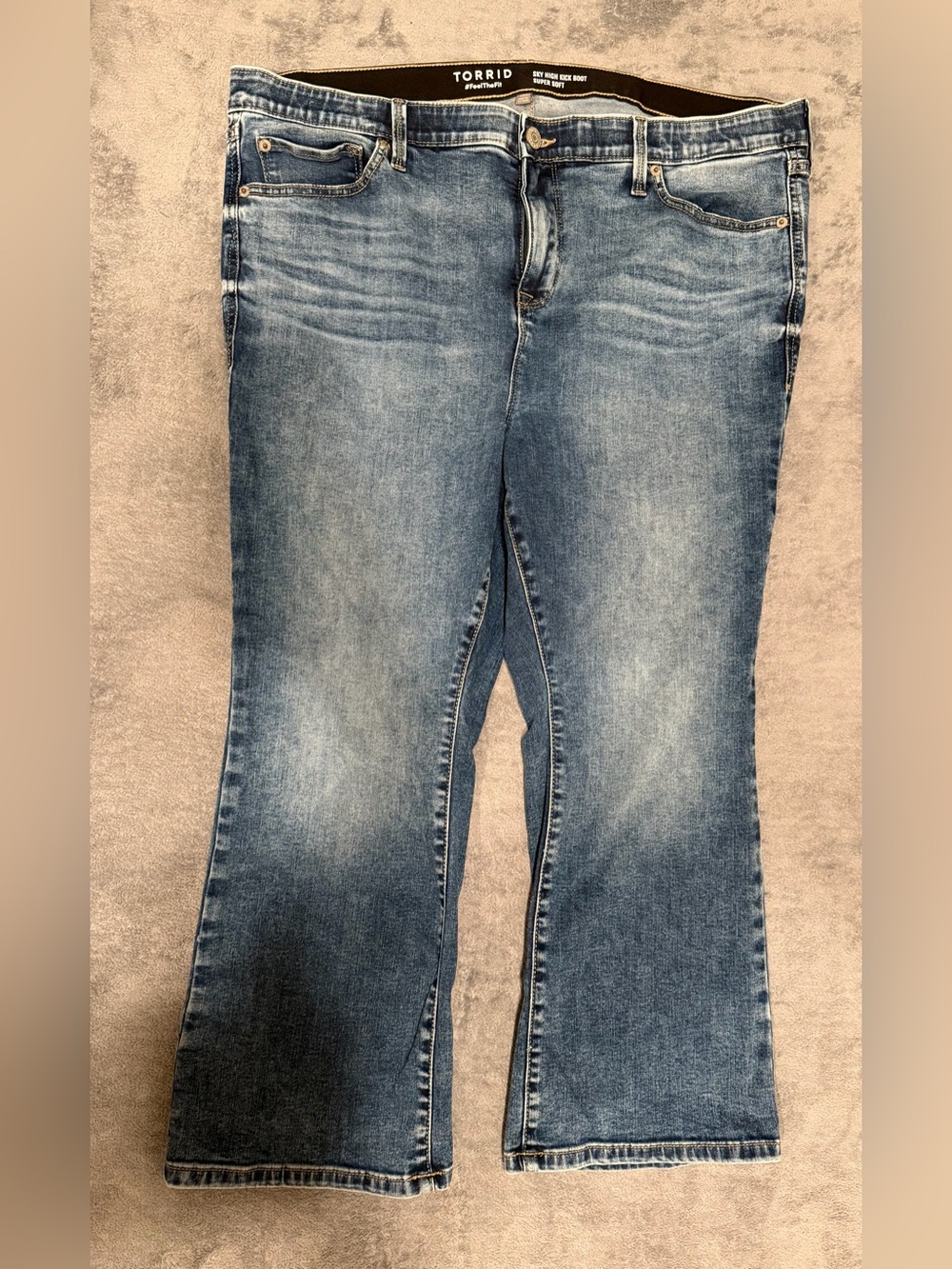 Torrid Sky High Kick Boot Super Soft Jeans Size 18S Blue